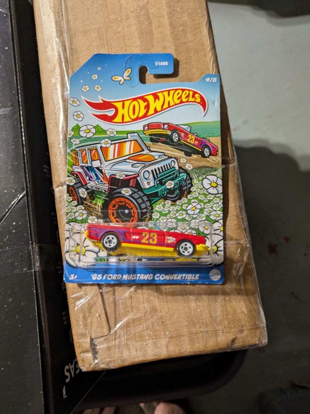 Hot Wheels '65 Ford Mustang Convertible Toy Car - Red & Yellow